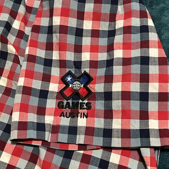 Patagonia Men's: LG, Short Sleeve Button Down Plaid Shirt Rare Austin X-Games - Picture 3 of 4